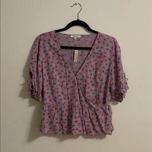 Madewell Patterned Wrap Top with Ruffle